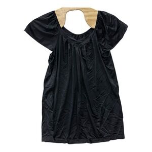 VTG 90's Vanity Fair Nightgown Womens XL Black Flutter Sleeve Nylon Tricot